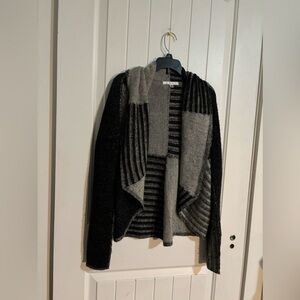 Cabi cardigan sweater black and gray stripes color block Size M